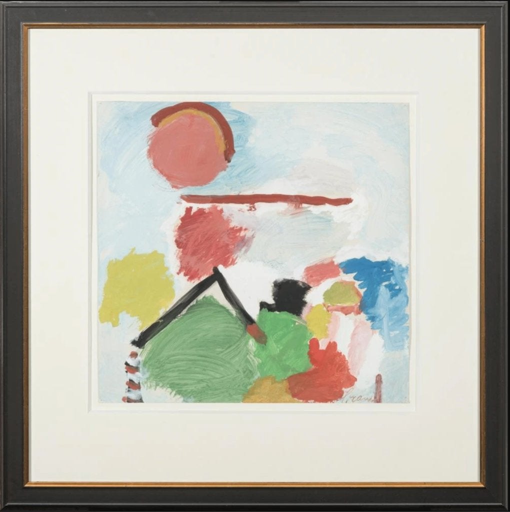 Eugène Brands (CoBrA) - "Dalende zon" (1972) - Gouache, Antiek en Kunst, Kunst | Schilderijen | Modern, Ophalen