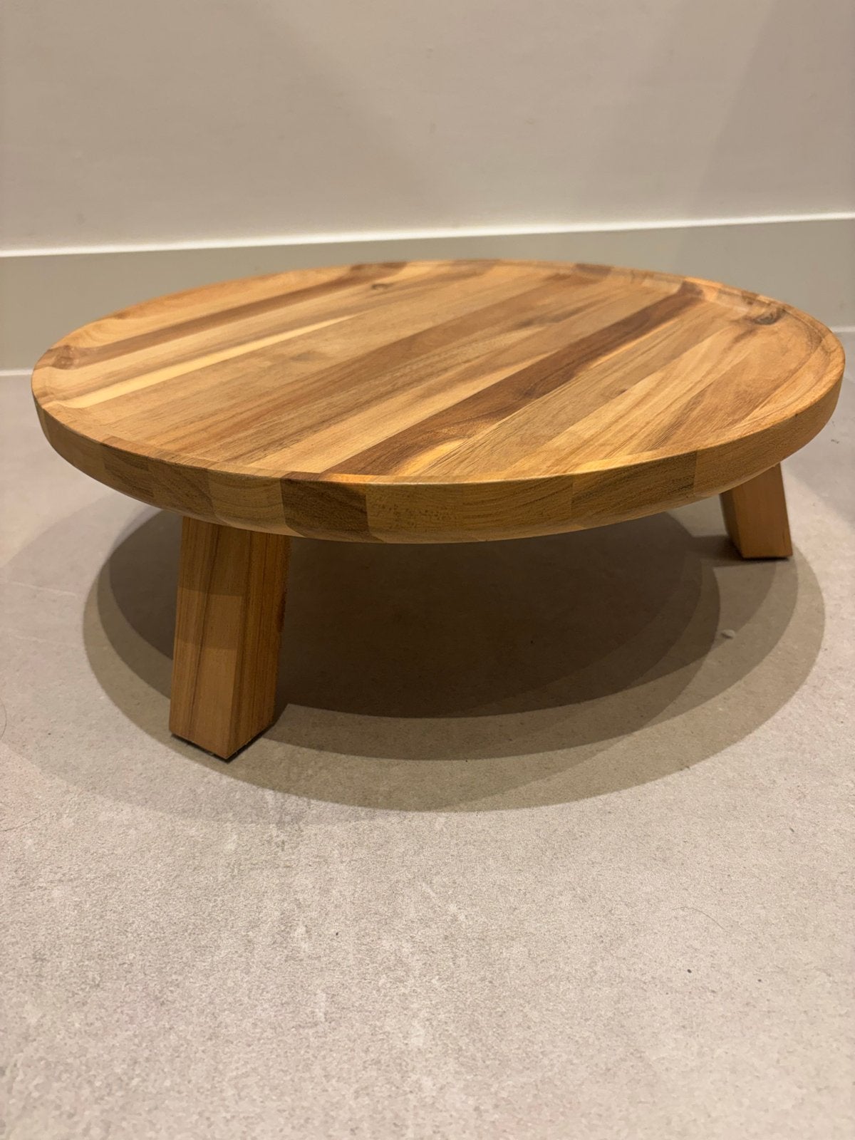 Houten decoratie plateau rond, Huis en Inrichting, Tafels | Bijzettafels, Zo goed als nieuw, Rond, Minder dan 45 cm, Minder dan 55 cm