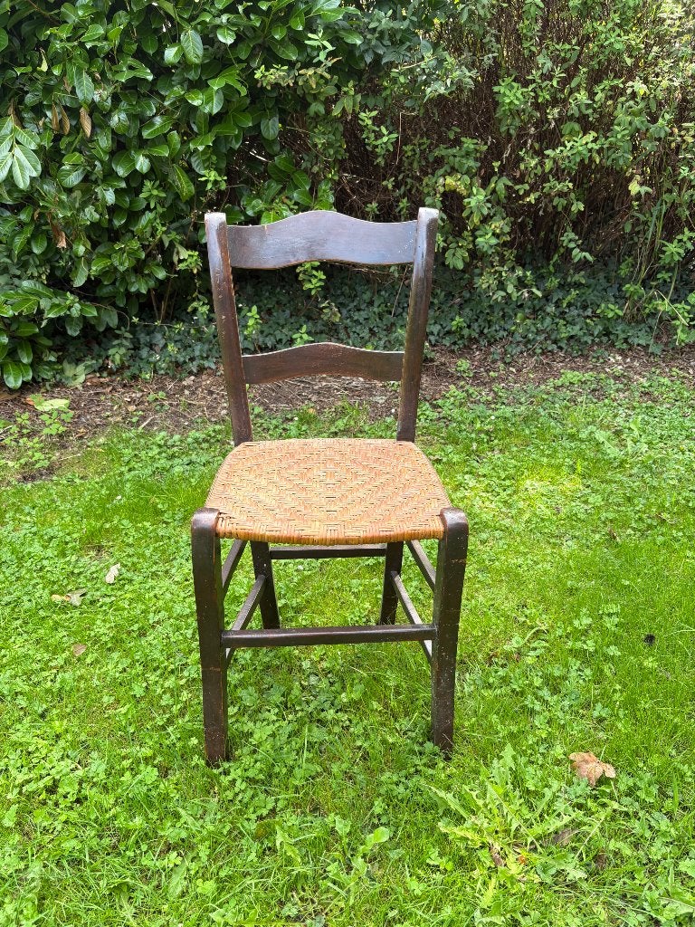 Authentieke boeren keukenstoel met rieten zitting, Antiek en Kunst, Ophalen