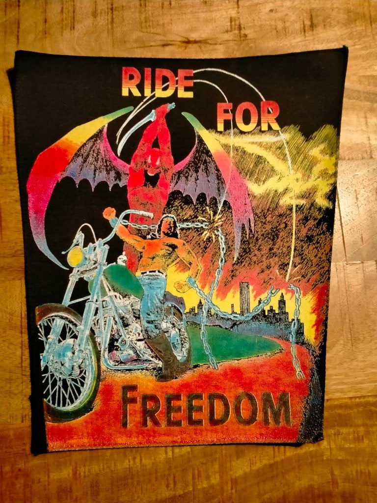 Ride for Freedom vintage motor biker kleding backpatch patch, Ophalen of Verzenden, Gebruikt