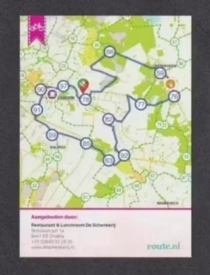 Fietsroute Orvelte Westerbork Eeserveen Balinge De Schenkery, Ophalen of Verzenden, 1980 tot heden, Ongelopen, Drenthe