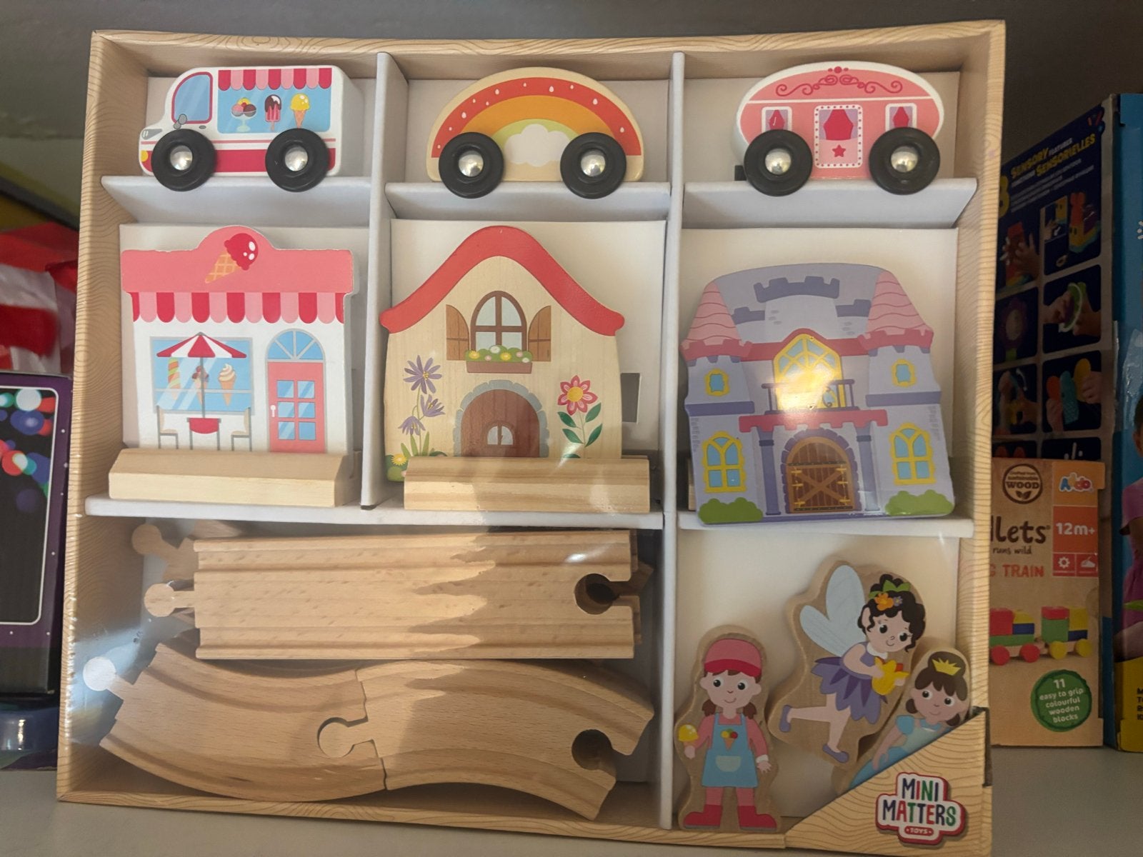 Mini Matters Houten Treinset met Sprookjesfiguren, Ophalen of Verzenden, Nieuw, Rij- of Hobbelspeelgoed