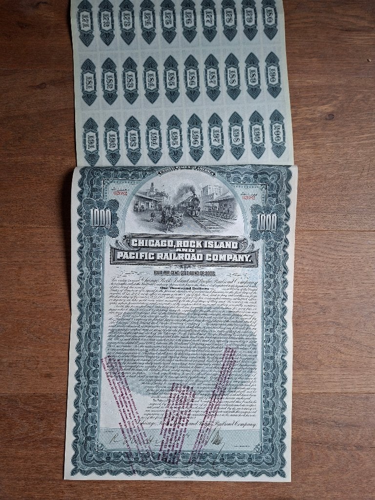 Chicago, Rock Island and Pacific, 1902 ($1000 Gold Bond), Ophalen of Verzenden, Voor 1920, Aandeel