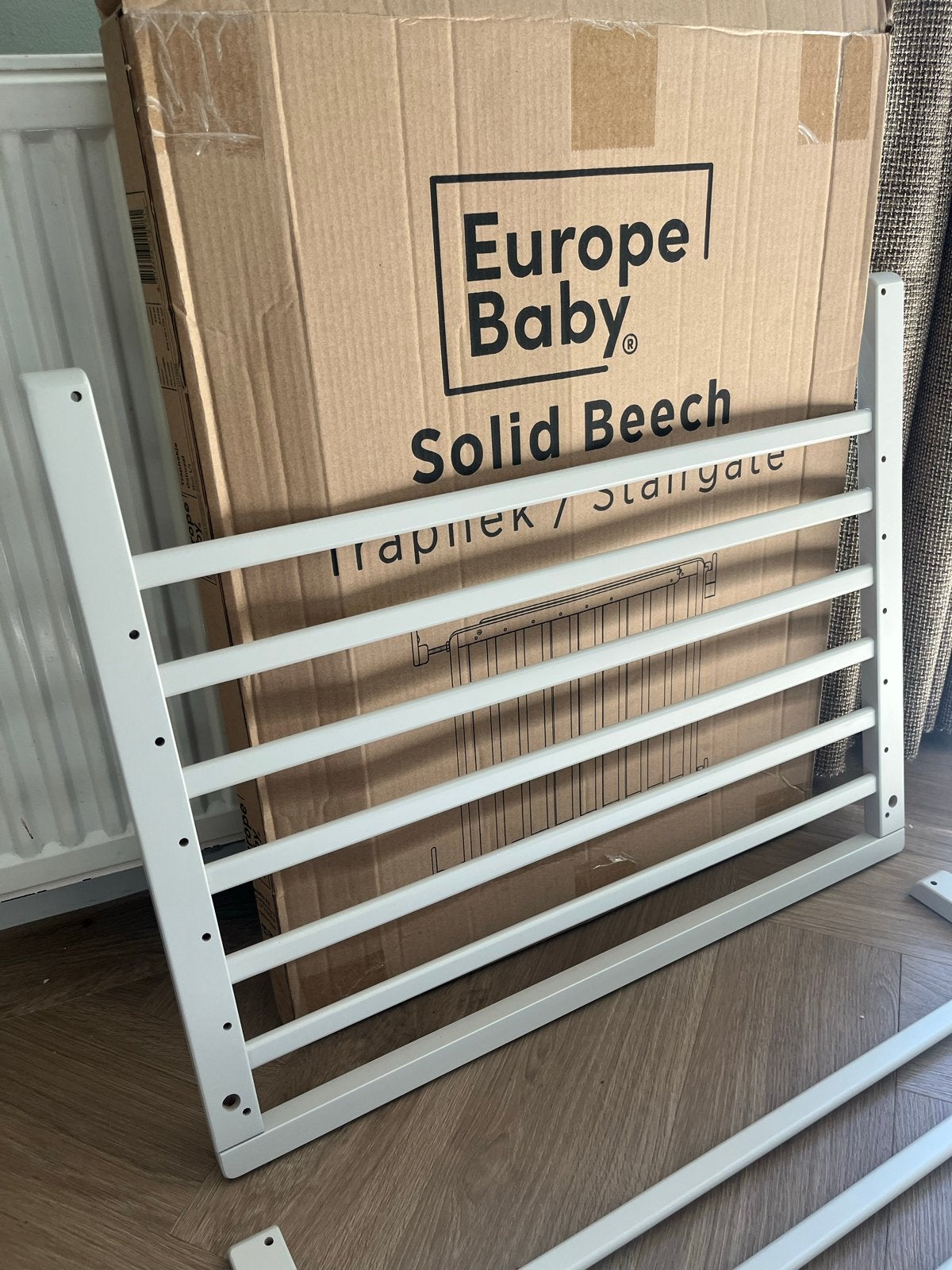 Traphekje Europe Baby Solid Beech Oatmeal - Nieuwstaat, Kinderen en Baby's, Traphekjes, Ophalen, Nieuw, Schroefhekje, Hout