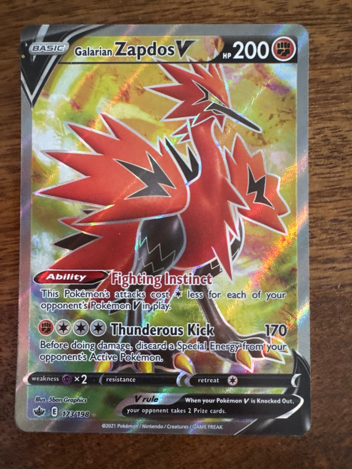 Pokémon Kaart Galarian Zapdos V 173/198 Full Art, Ophalen, Zo goed als nieuw, Losse kaart