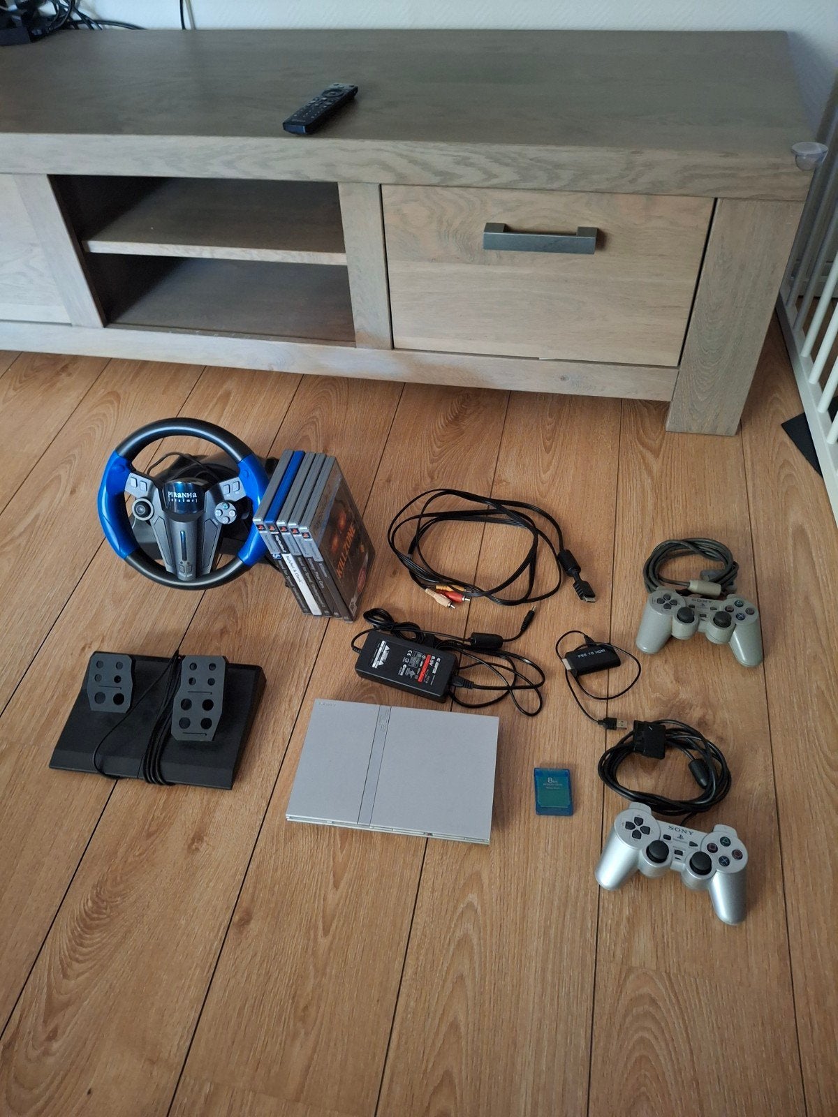 Ps2 Slim Set met Stuur, Games en Extra's, Spelcomputers en Games, Ophalen of Verzenden