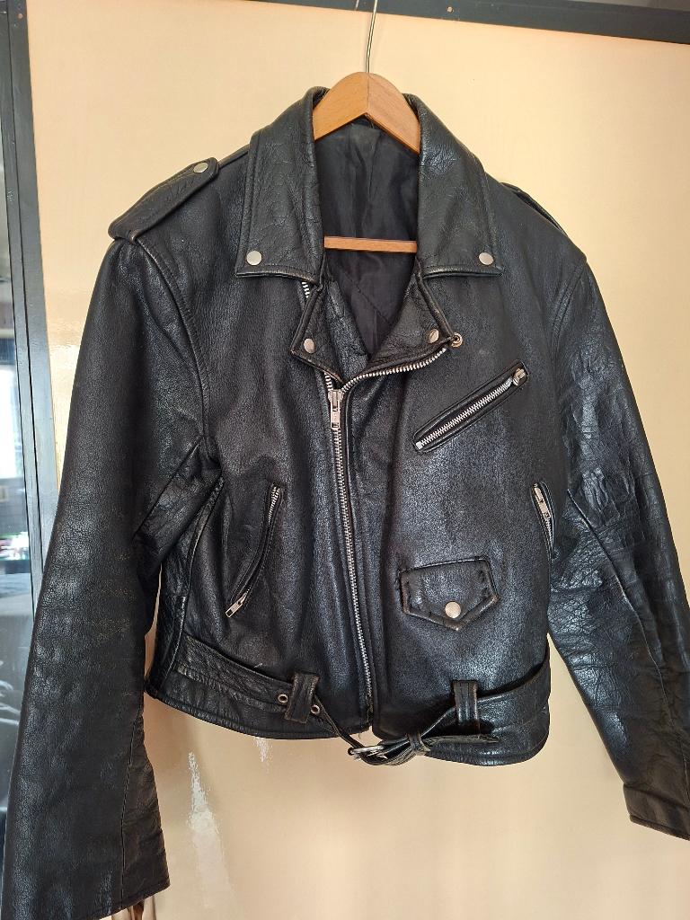 Leren jas, Kleding | Heren, Ophalen, Zo goed als nieuw, Maat 48/50 (M), Zwart