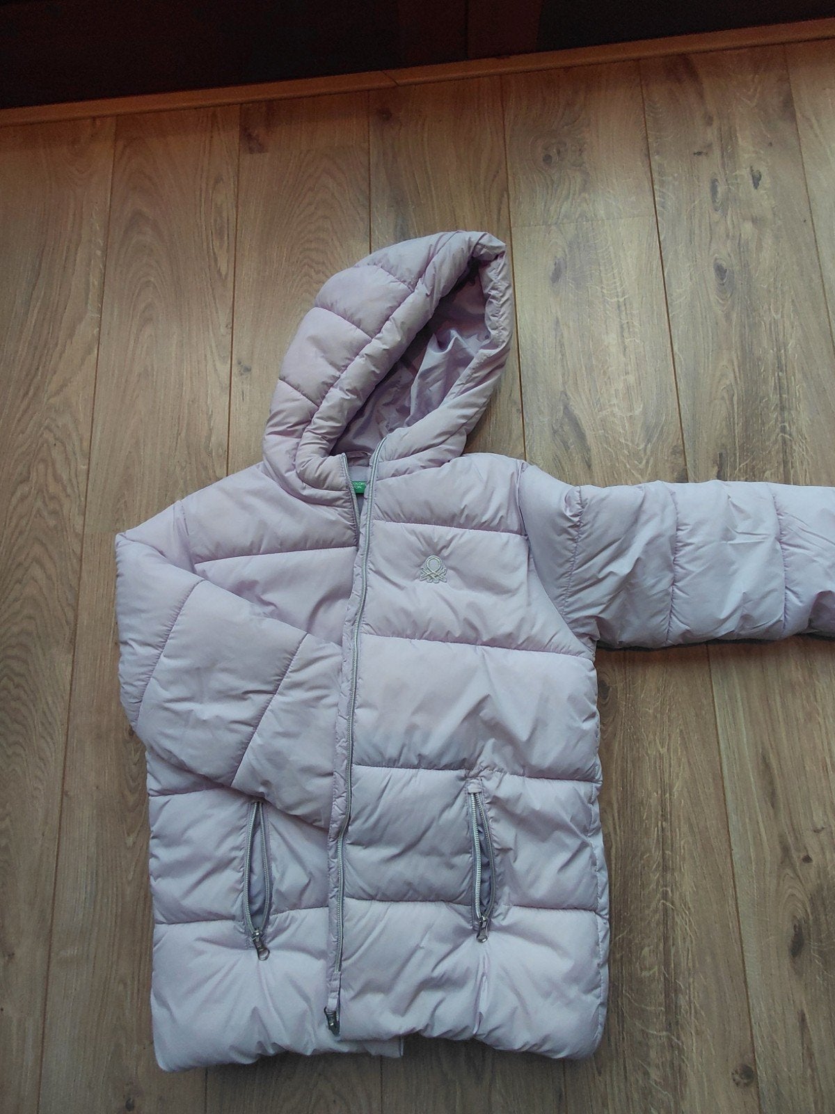 Warme winterjas licht paars maat 166 Benetton, Gebruikt, United Colors of Benetton, Meisje, Ophalen of Verzenden