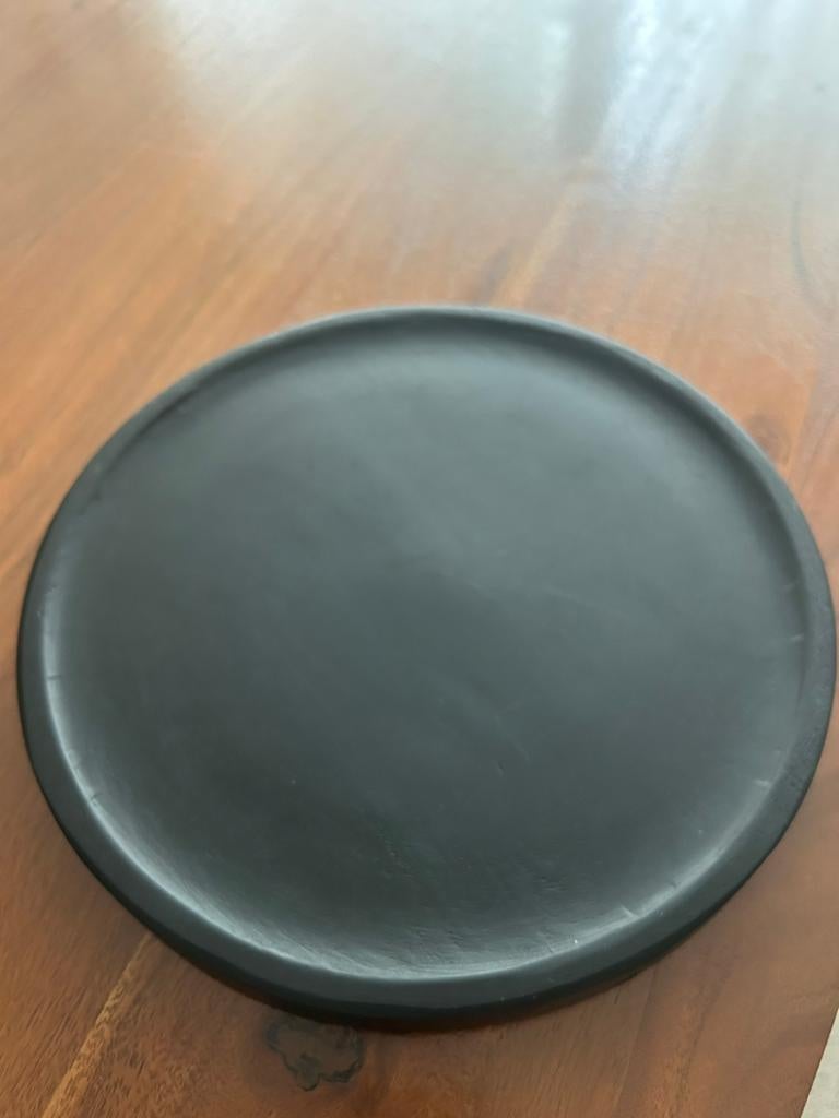 Zwarte decoratie plateau, Huis en Inrichting, Woonaccessoires | Dienbladen, Ophalen of Verzenden, Zo goed als nieuw, Rond, Hout