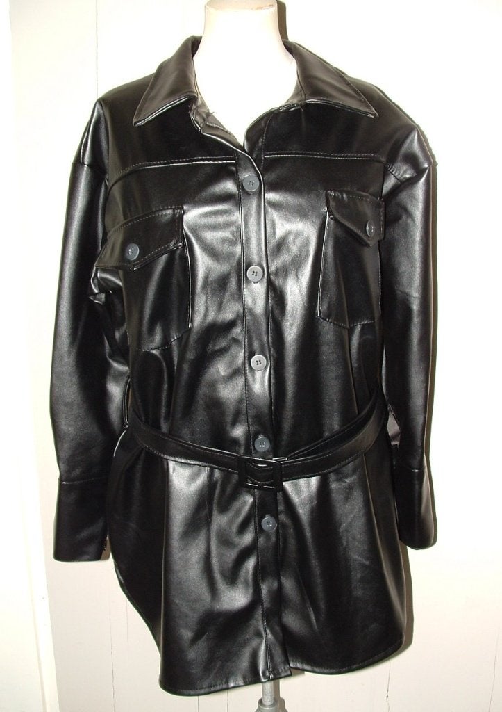 L'Olive Verte blouse vegan leather shacket maat S 36/38, Ophalen of Verzenden, Zo goed als nieuw, Jasje, Maat 36 (S)