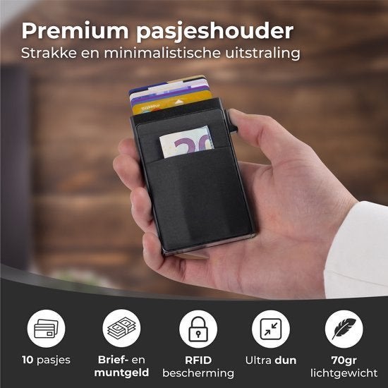 Pasjeshouder Uitschuifbaar voor creditcard of bankpas, Verzenden, Nieuw, Zwart