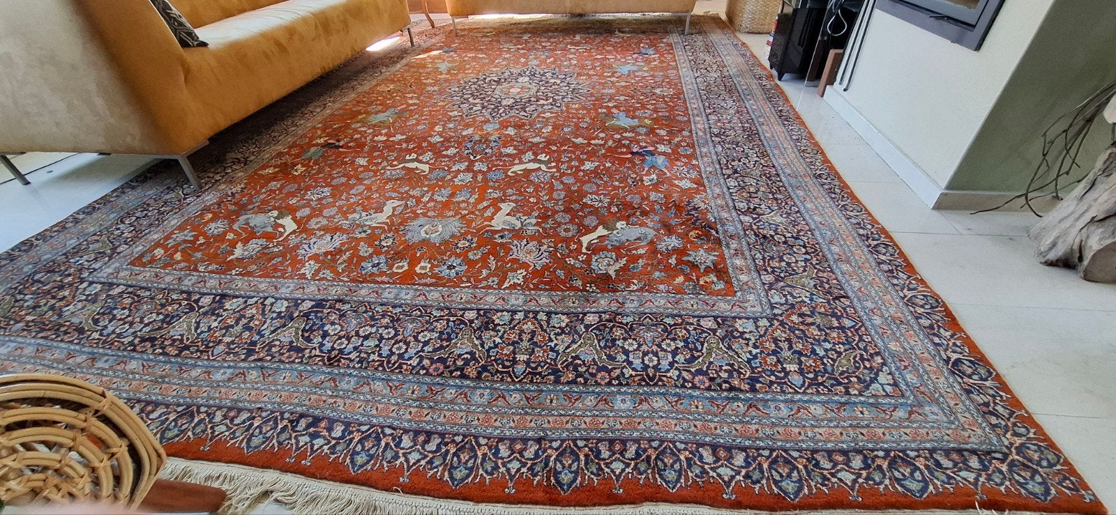 Groot Perzisch tapijt - ca. 3 x 4,5 m, Ophalen, Gebruikt, Blauw, Perzisch, Klassiek, Oosters