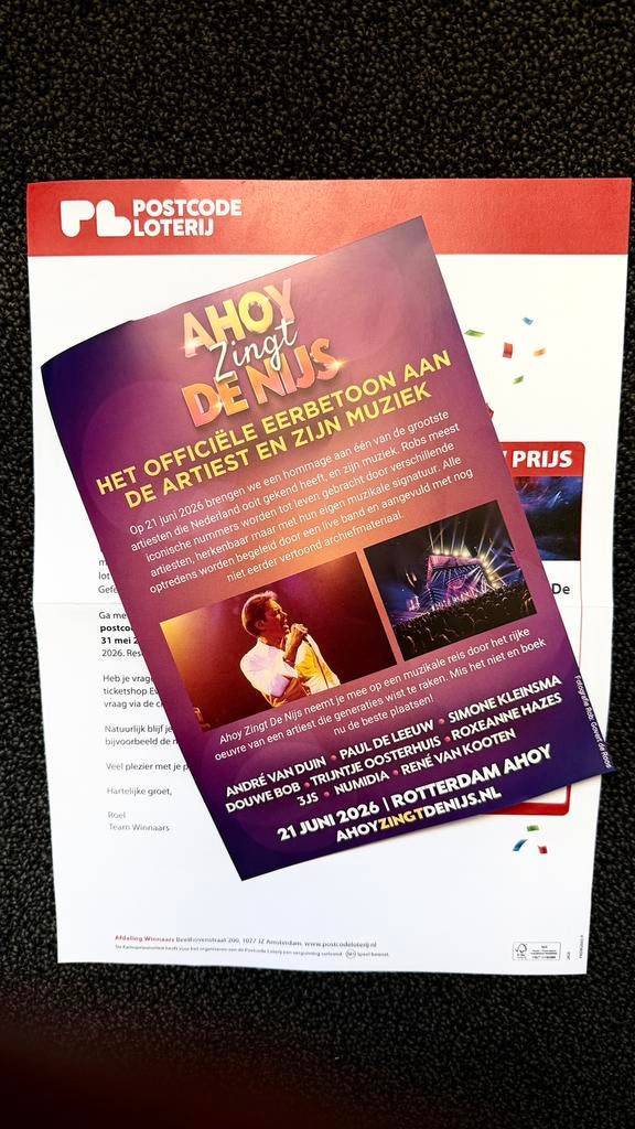 2 zitpl vloer Arena Ahoy zingt De Nijs 19:00 op 21 juni, Twee personen