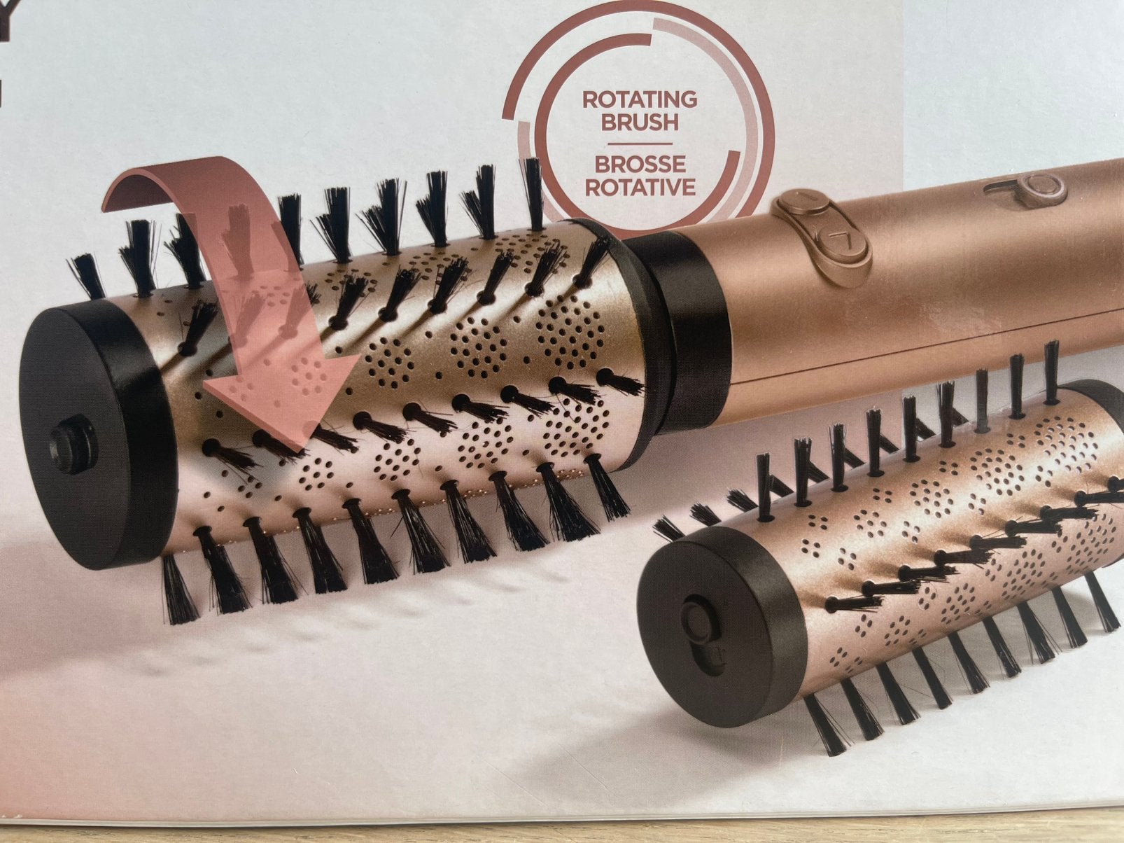 BaByliss Big Hair Dual AS952E Roterende Föhnborstel, Ophalen of Verzenden, Gebruikt, Krultang of Stijltang
