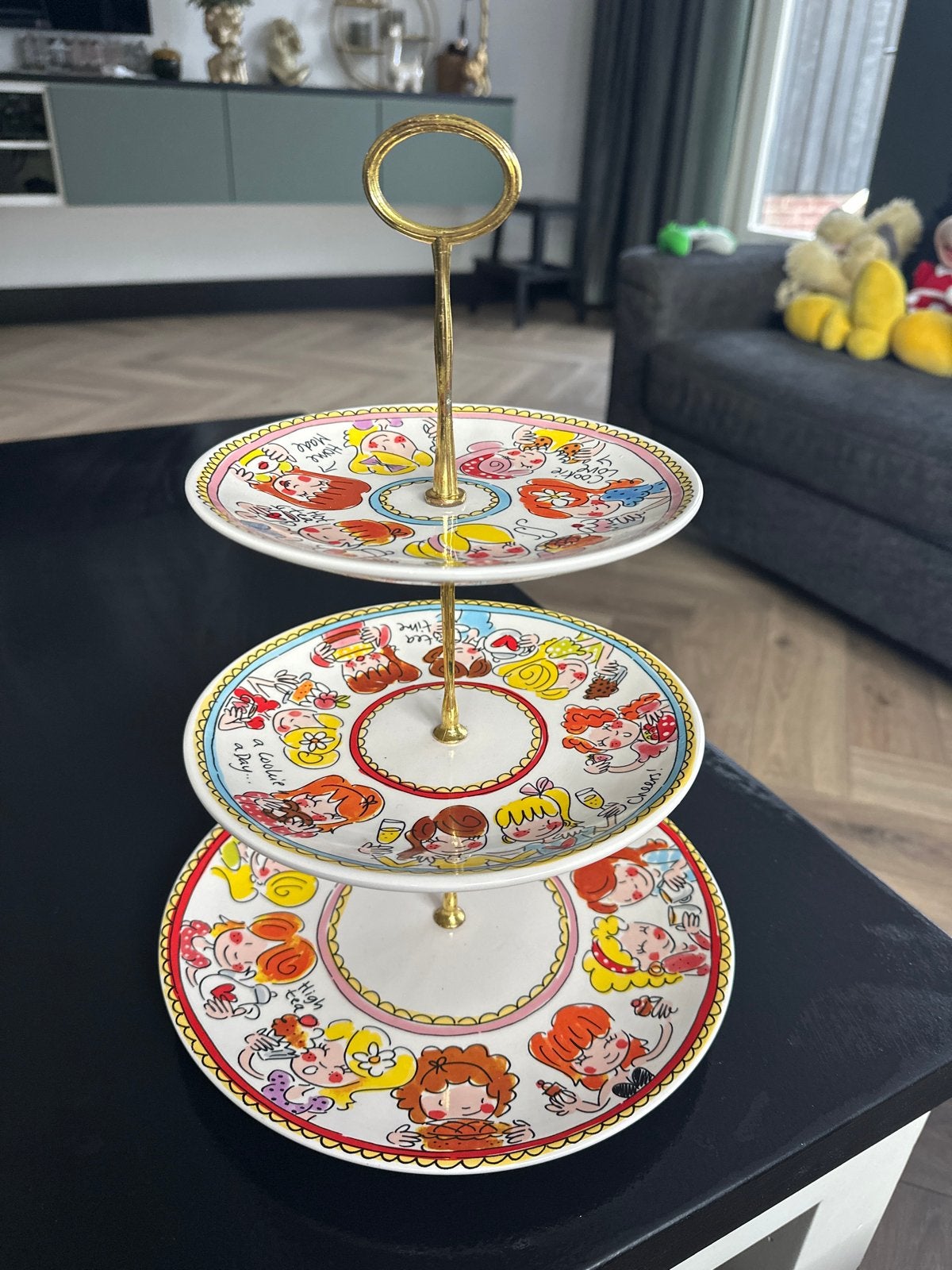 Blond Amsterdam Etagère met 3 lagen, Ophalen, Gebruikt, Etagère, Steen/keramiek