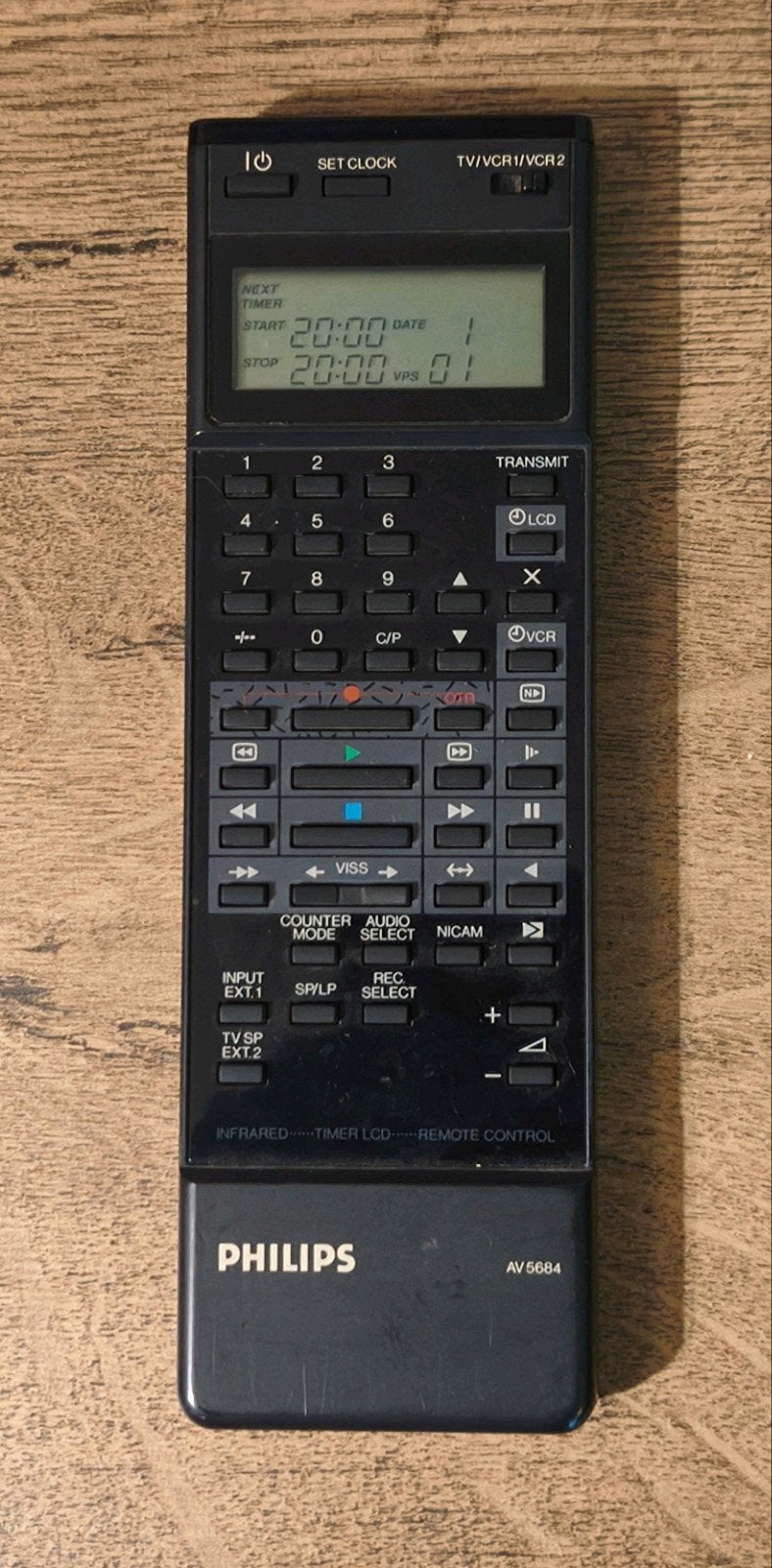 Philips AV5684 TV/VCR Afstandsbediening, Gebruikt, Ophalen of Verzenden, Met display, Tv