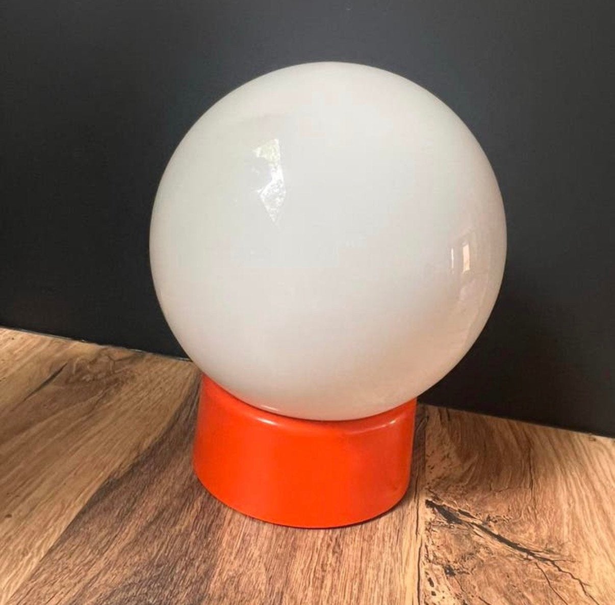Retro Plafondlamp Oranje, jaren '70, Ophalen of Verzenden, Zo goed als nieuw, Glas
