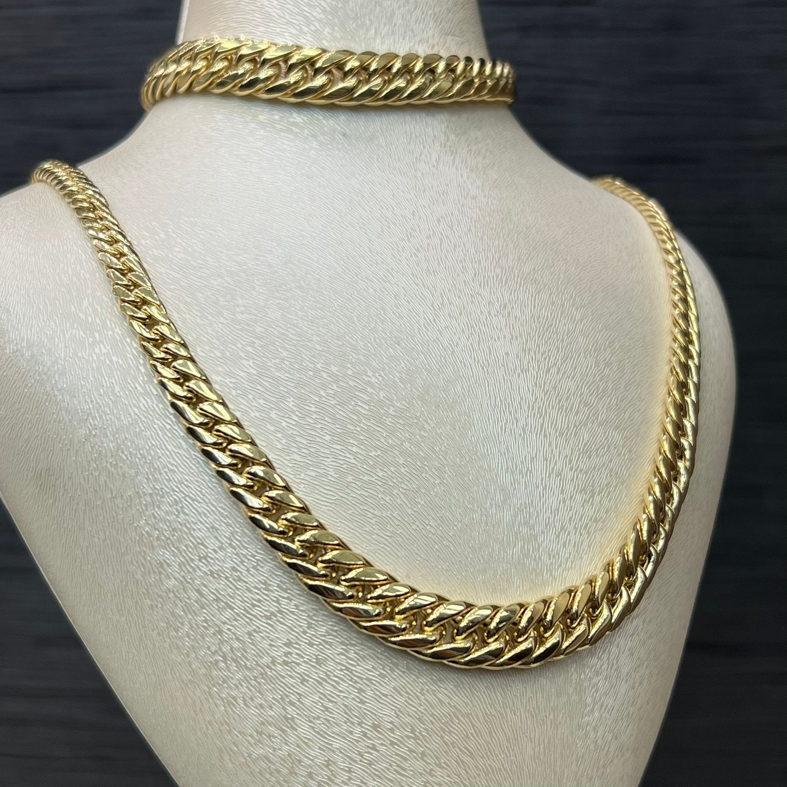 14k gouden ketting armband set cuban gourmet schakel, Ophalen of Verzenden, Zo goed als nieuw