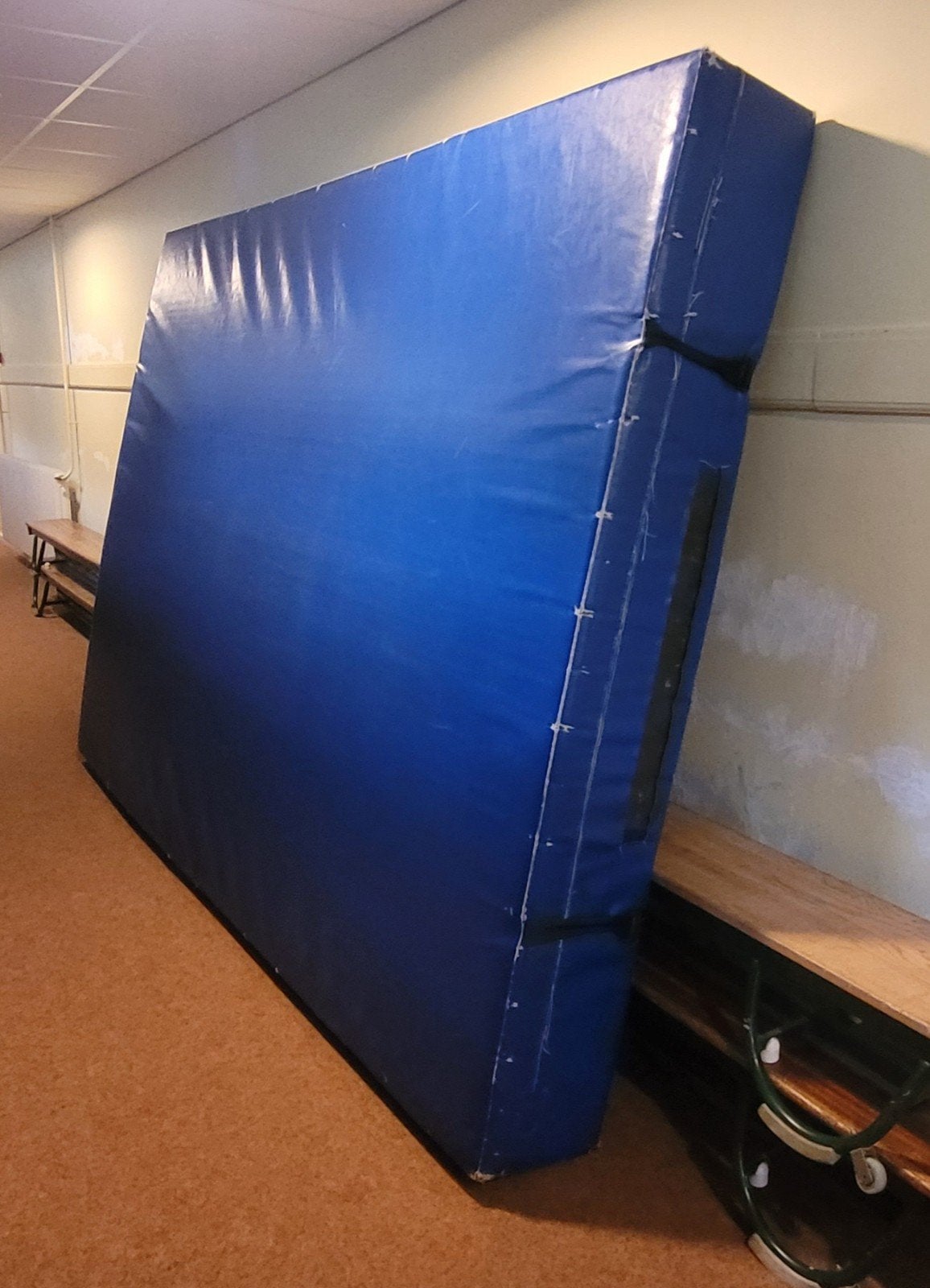 Grote blauwe turnmat, valmat, sportmat, Ophalen, Gebruikt, Blauw, Materiaal