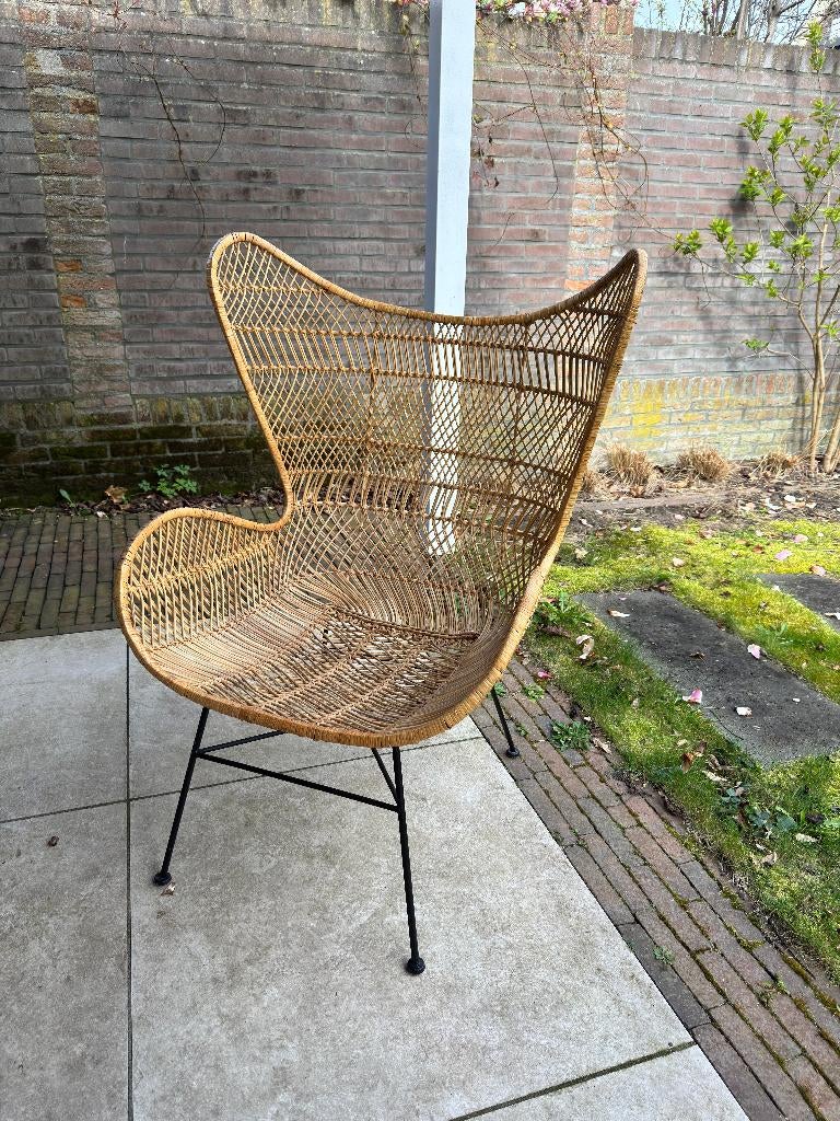 HKliving Bohemian rotan lounge fauteuil, Ophalen, Minder dan 75 cm, Zo goed als nieuw, Metaal