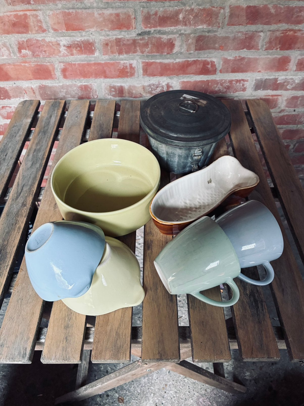 Servies maastrichts aardewerk, Ophalen, Gebruikt, Vintage, Mok
