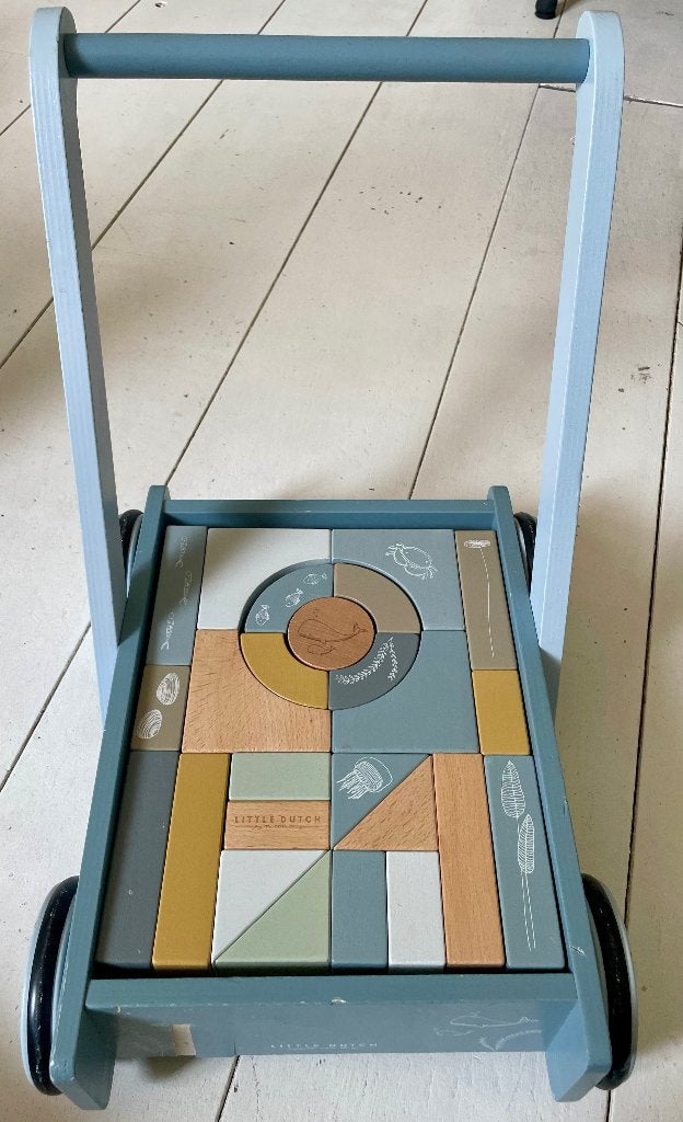 Little Dutch Loopwagentje Blokkenkar, Kinderen en Baby's, Speelgoed | Houten speelgoed, Ophalen, Gebruikt, Rij- of Hobbelspeelgoed