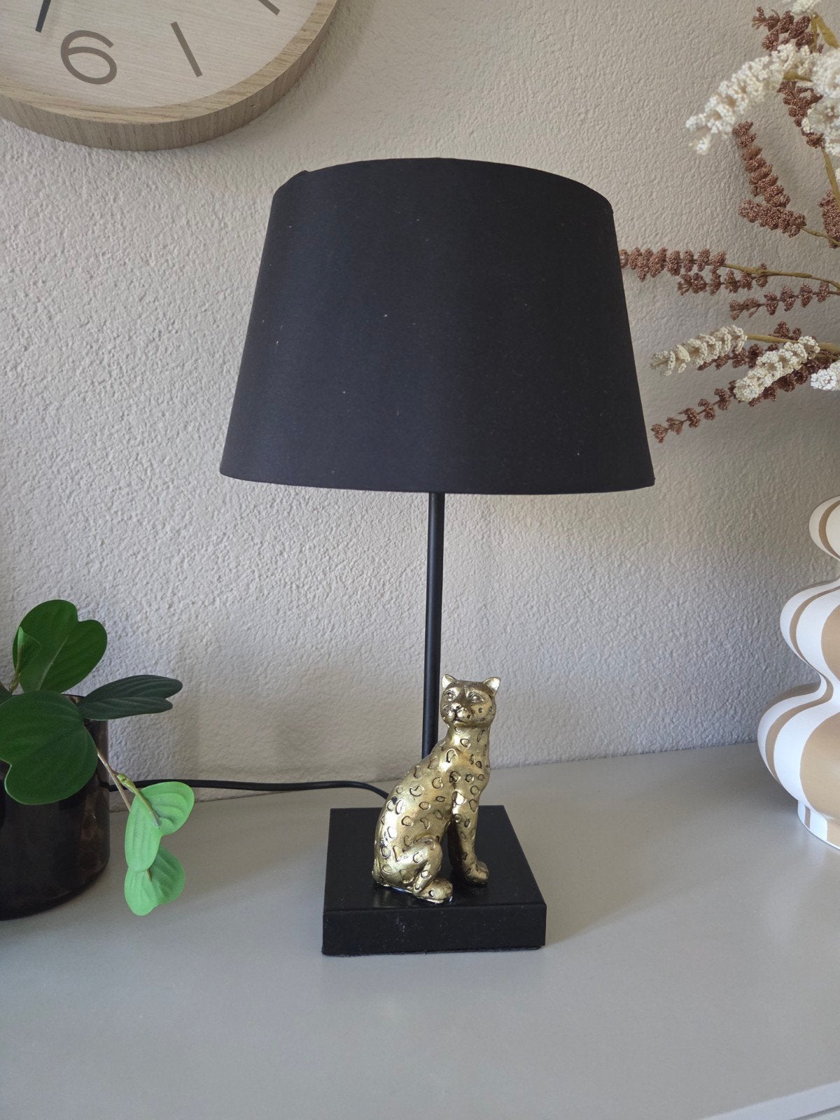 Schemerlamp met panter, Ophalen, Kunststof, Gebruikt, Goud