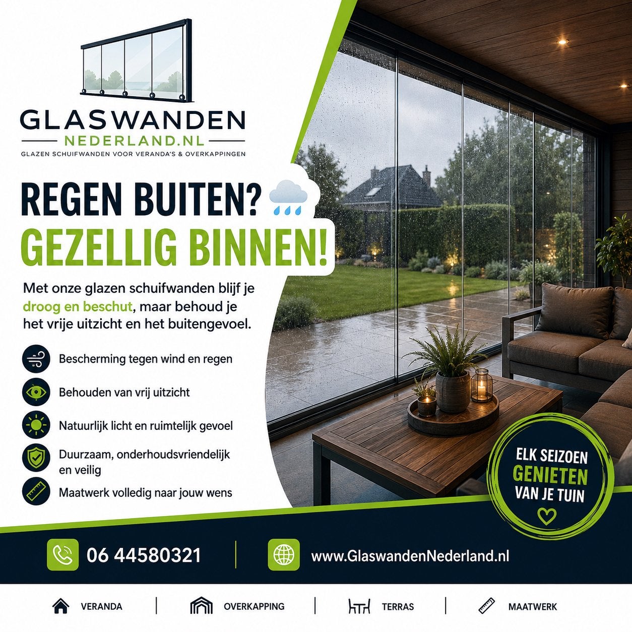 Glaswanden & isolatiepanelen voor overkapping, veranda, chal, Gevelraam of Ruit, Nieuw, Veiligheidsglas, 160 cm of meer