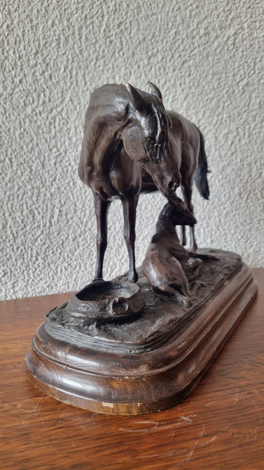 Bronzen paard met veulen gesigneerd, Antiek en Kunst, Kunst | Beelden en Houtsnijwerken, Ophalen of Verzenden