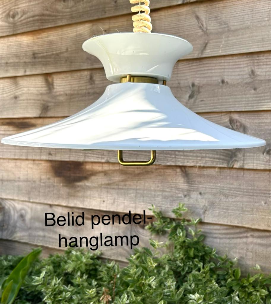 Vintage Zweedse hanglamp BELID, z.g.Schalen/Lotus/Ufolamp, Gebruikt, Vintage-Retro, Ophalen of Verzenden, Metaal