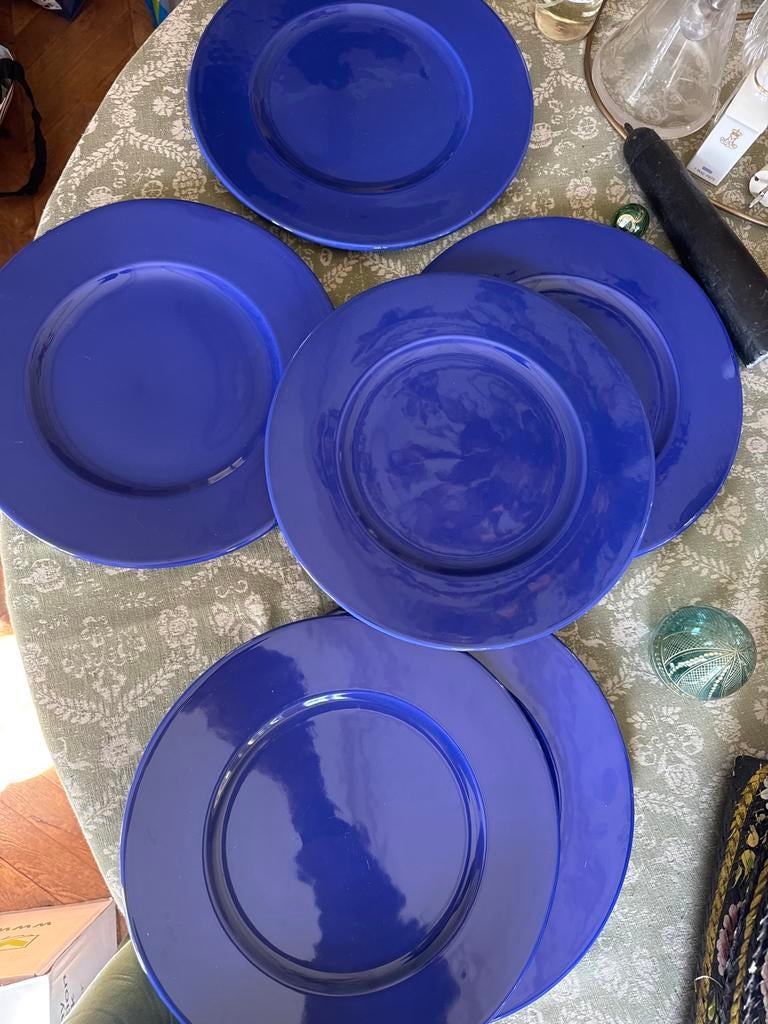 6 grote Biot borden in Provenciaals blauw van het merk Biot, Ophalen, Overige stijlen, Bord(en)