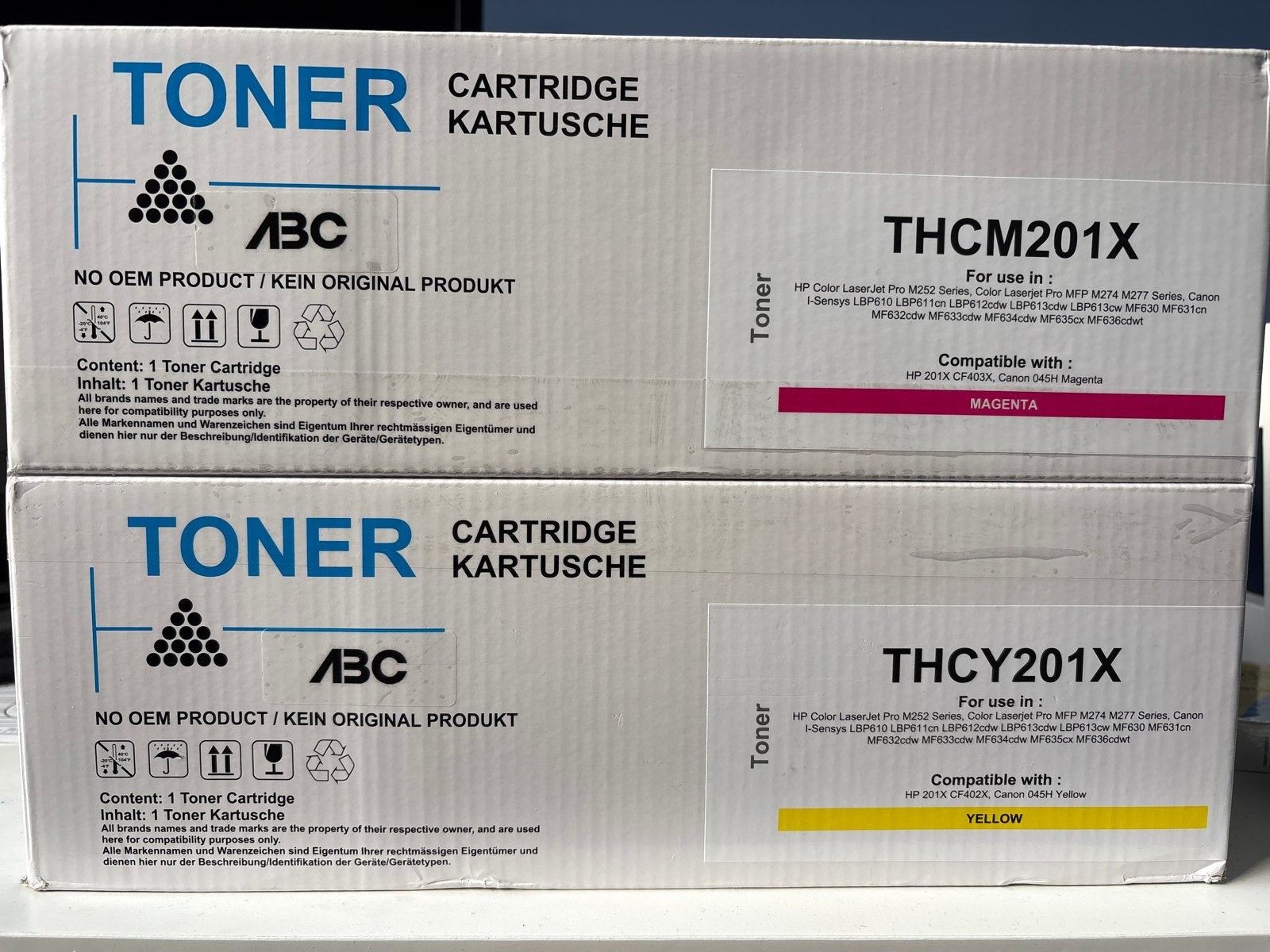 Toner Cartridges Magenta & Yellow voor HP/Canon printers, Ophalen, Nieuw, Toner