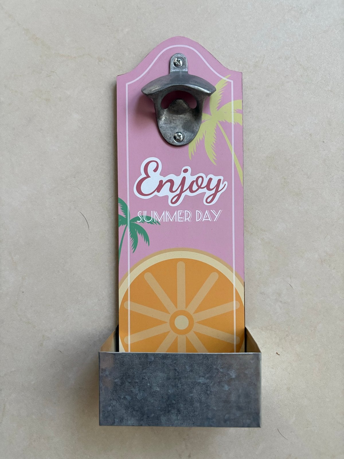 Flesopener aan de muur met opvangbakje - Enjoy Summer Day, Overige typen, ., Nieuw, Ophalen of Verzenden