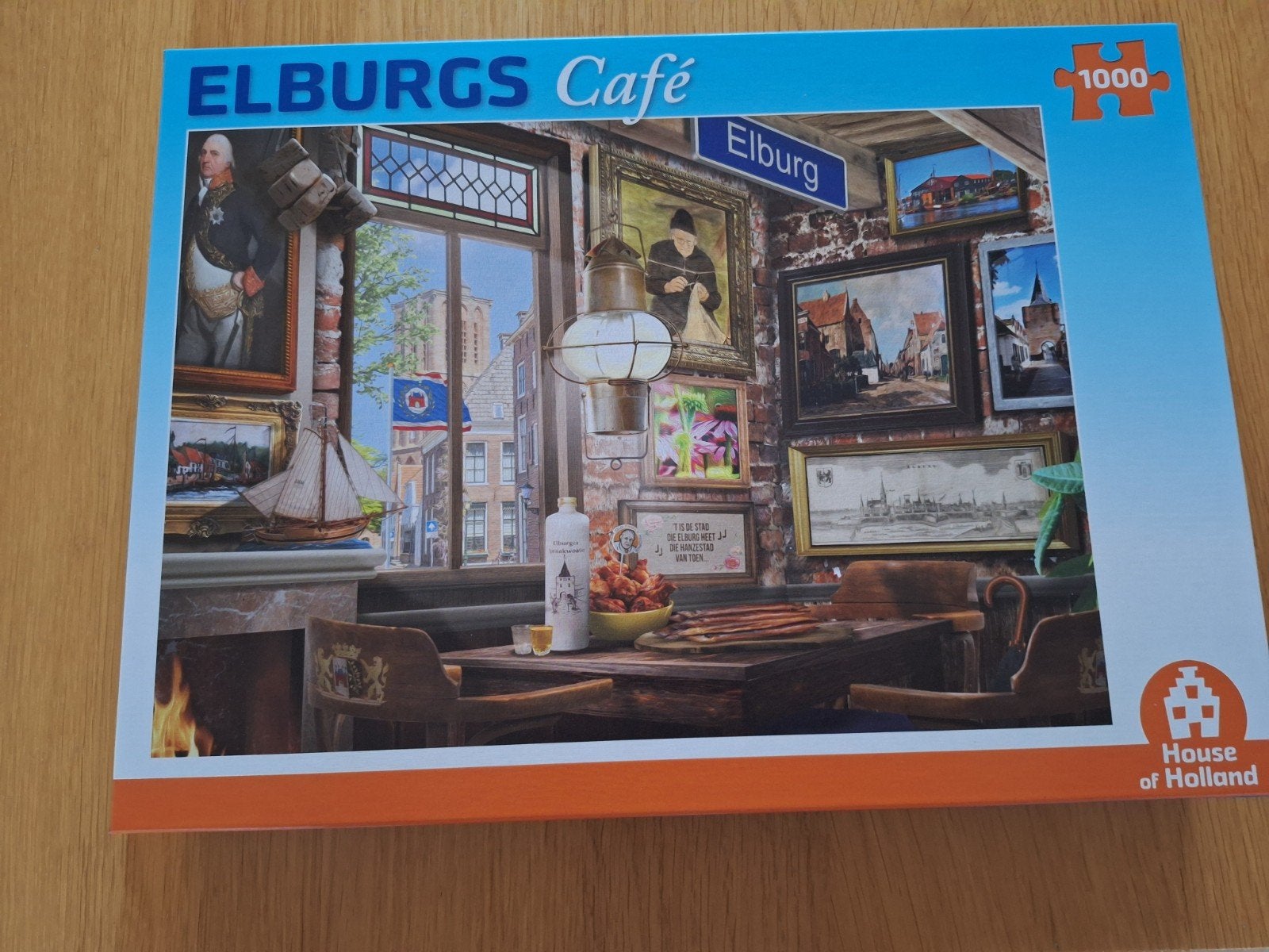 Elburg café 1000 stukjes, Ophalen of Verzenden, 500 t/m 1500 stukjes, Zo goed als nieuw, Legpuzzel