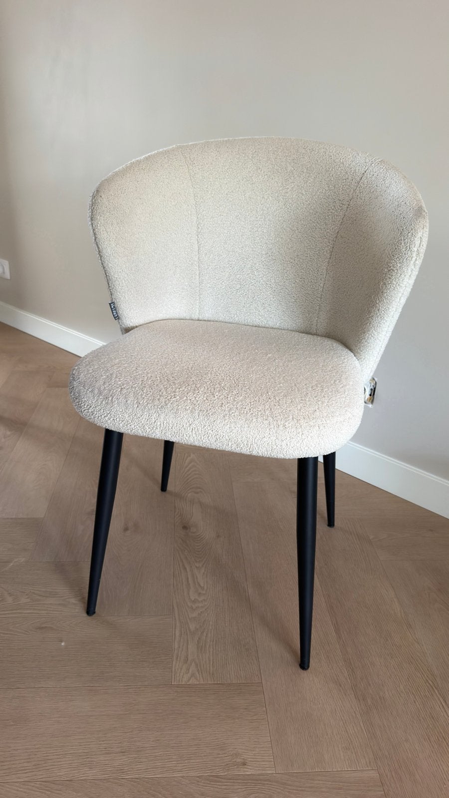 Stijlvolle LABEL51 eetkamerstoel Teddy stof, Huis en Inrichting, Stoelen, Ophalen, Wit, Zo goed als nieuw, Eén
