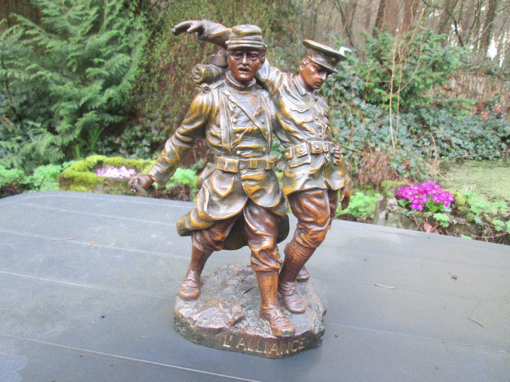 SAMAK beeld Franse en Engelse soldaat WO1 gaaf gesigneerd., Ophalen of Verzenden, Landmacht, Nederland