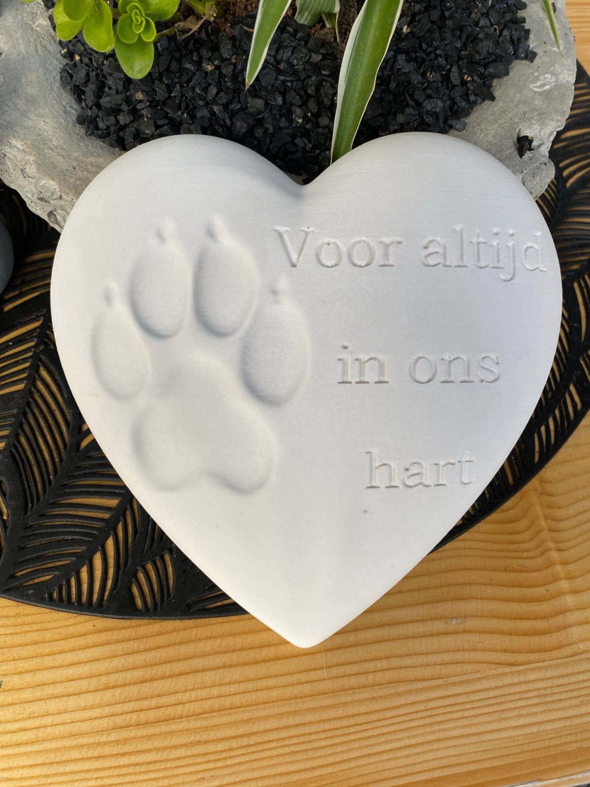 Herdenkingshart porselein gips 'Voor altijd in ons hart', Verzenden, Overige stijlen, Nieuw, Wit