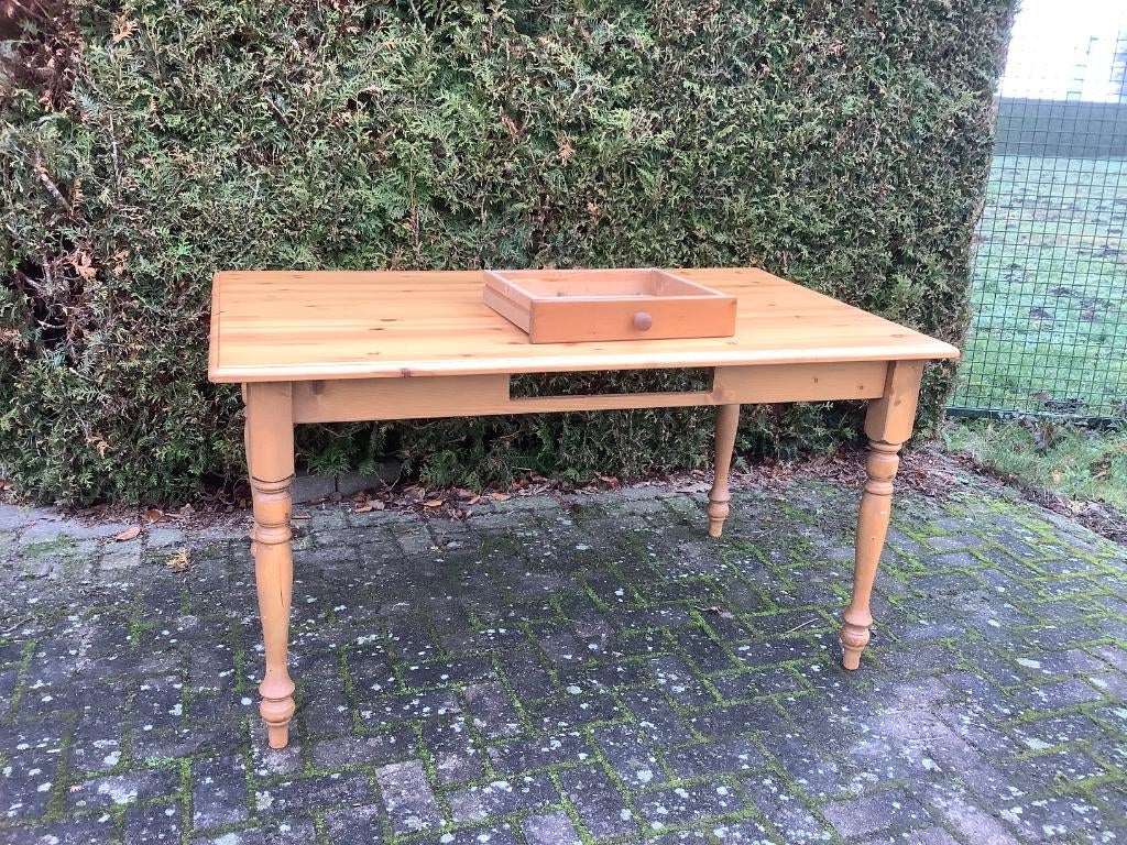 Grenen tafels met lade en afneembare poten 140x86 cm, Ophalen, 100 tot 150 cm, Nieuw, 50 tot 100 cm