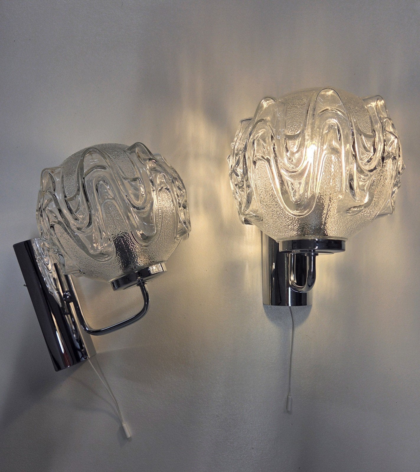 Mid-Century Richard Essig Space Age wandlamp uit de jaren 70, Ophalen, E14 (klein), Zo goed als nieuw, Glas