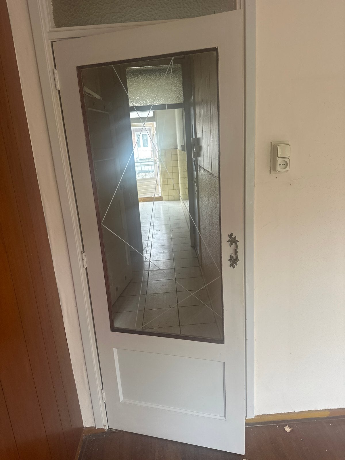 2 jaren 50 Binnendeuren met glas, 77x200 cm, Gebruikt, Minder dan 80 cm, Binnendeur, Ophalen of Verzenden