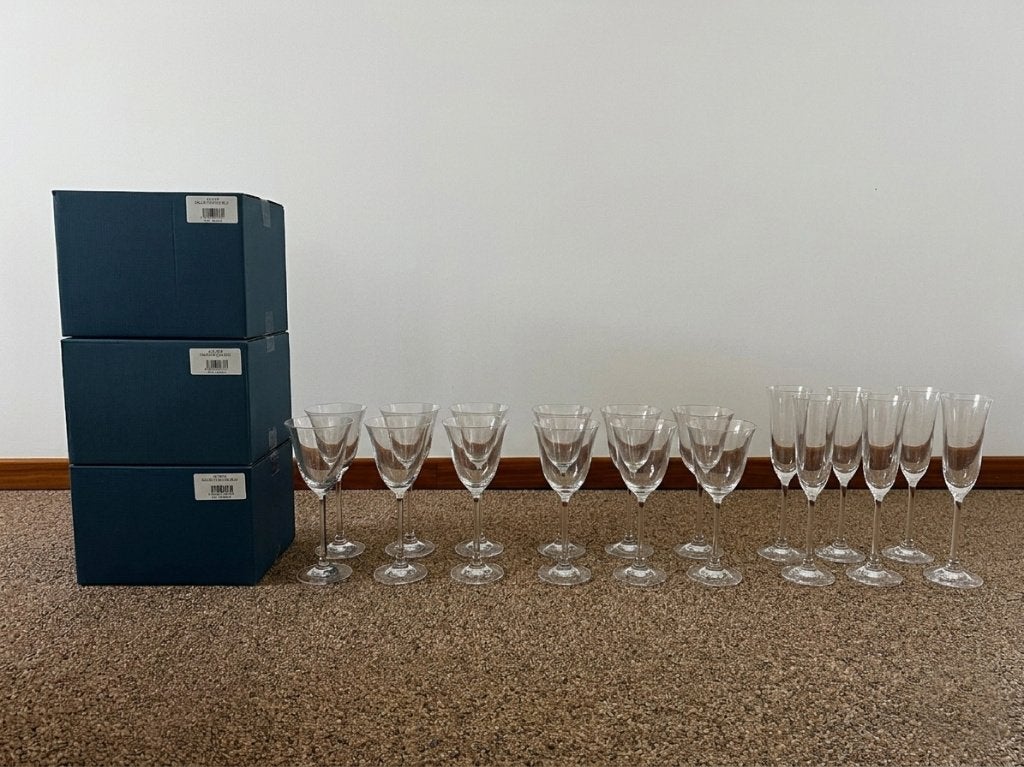 18-delig Italiaans Kristallen Glasservies – NIEUW, Ophalen, Glas of Glazen, Nieuw, Glas