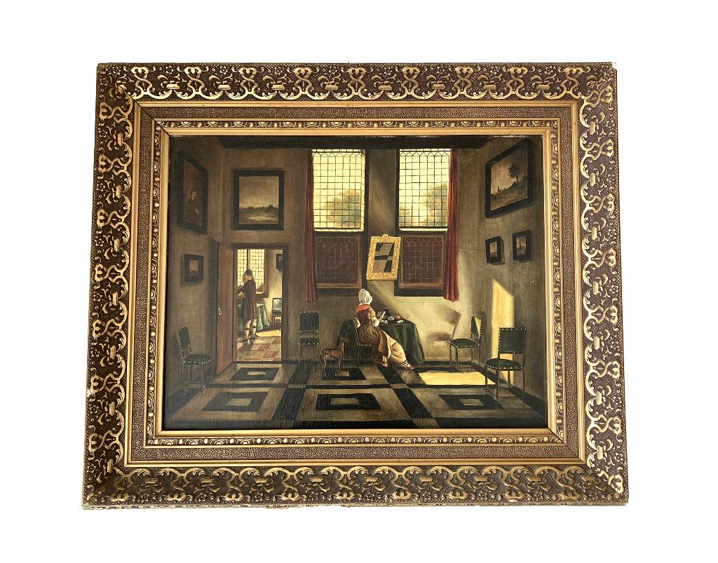 Schilderij Hollands Binnenhuis, naar Pieter Janssens Elinga, Ophalen
