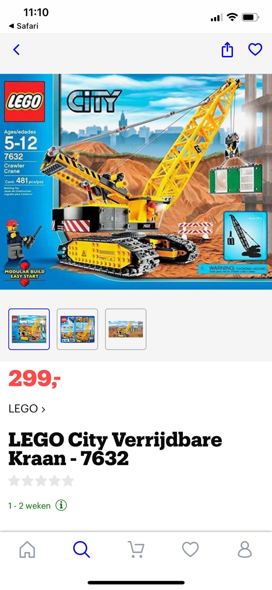 LEGO City Verrijdbare Kraan - 7632 (Nieuw), Ophalen, City, Lego, Nieuw