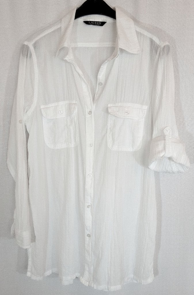 Ralph Lauren dames blouse, Verzenden, Zo goed als nieuw, Maat 38/40 (M), Wit