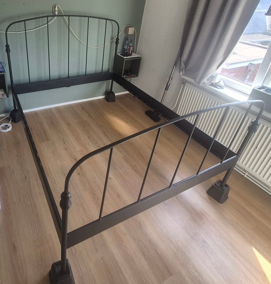 Ledikant 160X200cm met lattenbodem, Ophalen, Gebruikt, Zwart, Tweepersoons