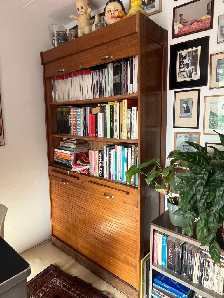 Vintage Roldeurkast / Boekenkast - Jaren '60, Huis en Inrichting, Kasten | Roldeurkasten en Archiefkasten, Ophalen, Gebruikt, Teakhout