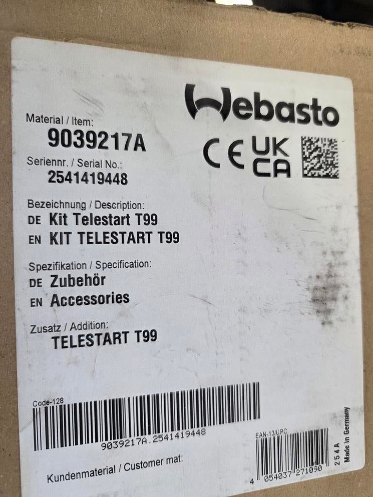Webasto Kit Telestart T99 -Afstandsbediening voor standkach, Auto-onderdelen, Accu's en Toebehoren, Nieuw, Ophalen of Verzenden