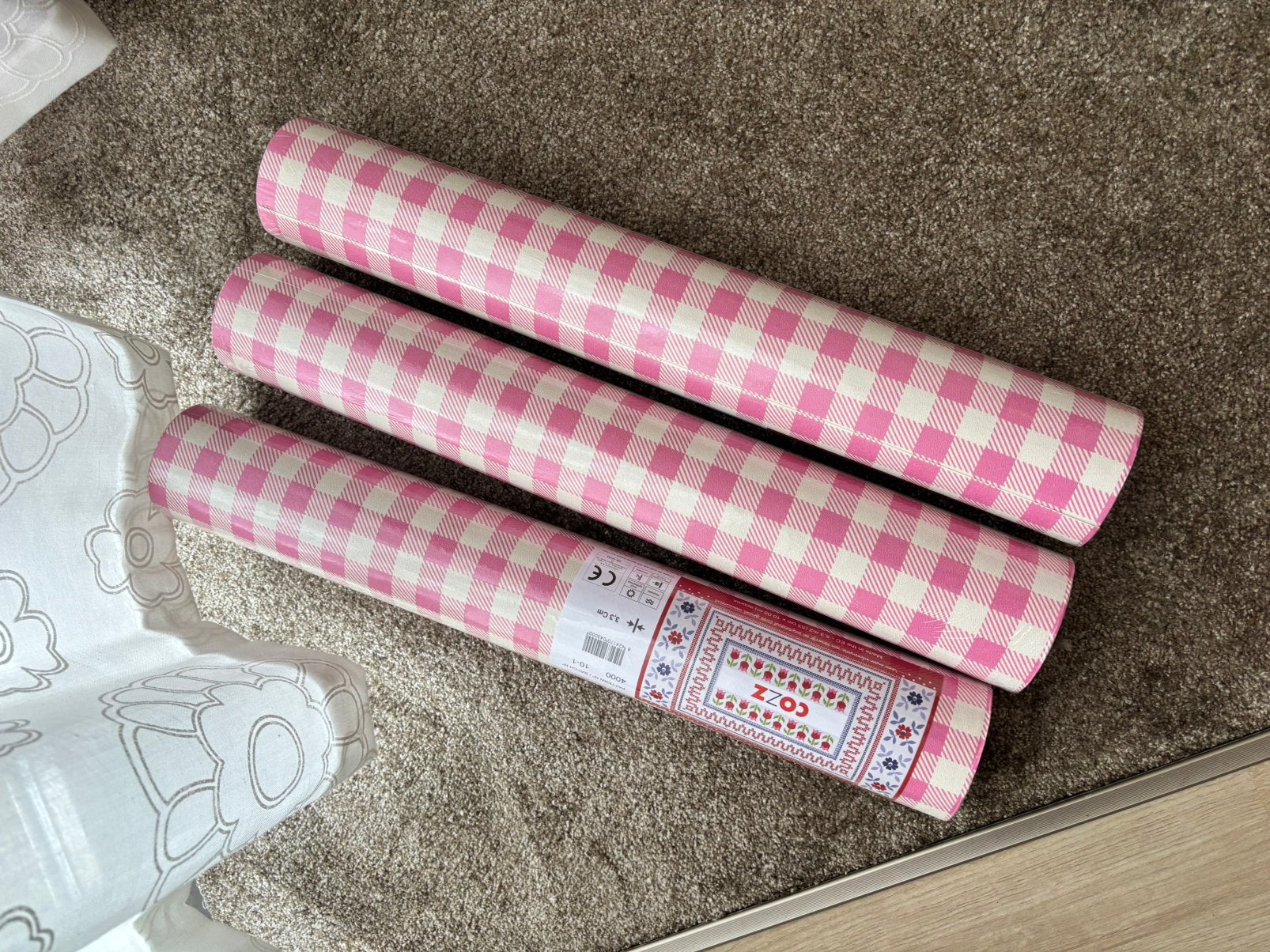 Vintage Roze Geruit Behang - Nieuw in Verpakking, Ophalen, Overige merken, Roze, Vintage/retro