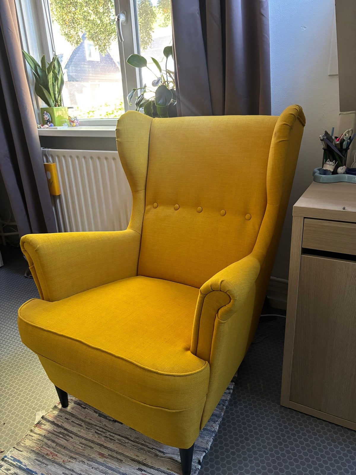 Gele Ikea strandmon fauteuil, Huis en Inrichting, Fauteuils, Ophalen, Gebruikt, 75 tot 100 cm, 75 tot 100 cm