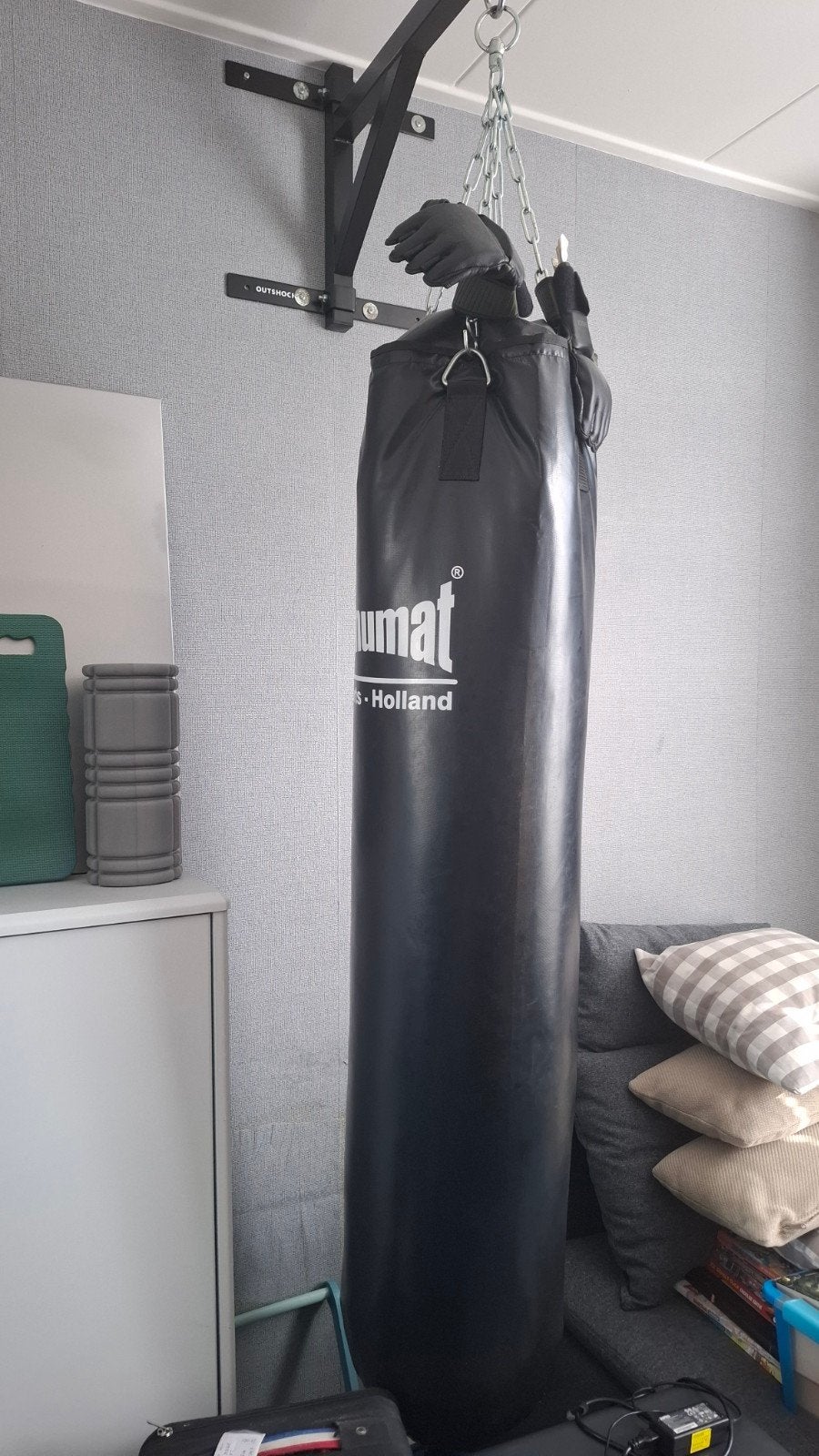 Bokszak met muurbeugel en bokshandschoenen, Sport en Fitness, Boksen, Ophalen of Verzenden